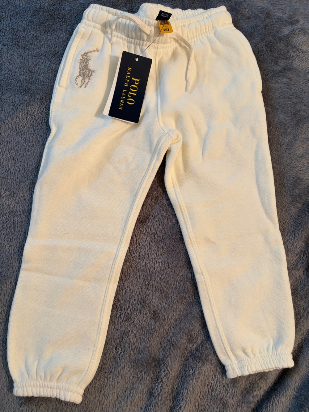 Polo by Ralph Lauren Kids Cream Sweatpants with Embroidered Pony